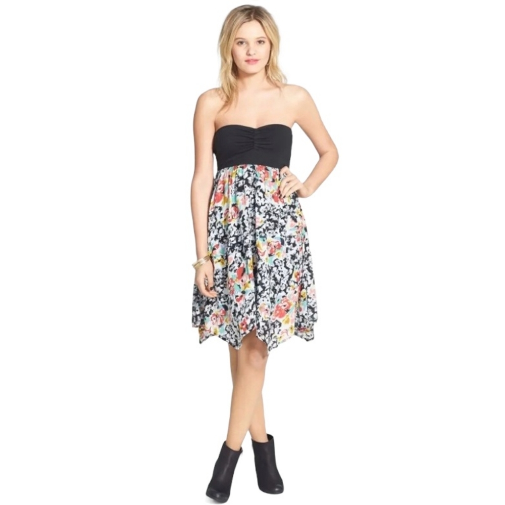 Volcom Spinternship Floral Strapless Tube Dress L